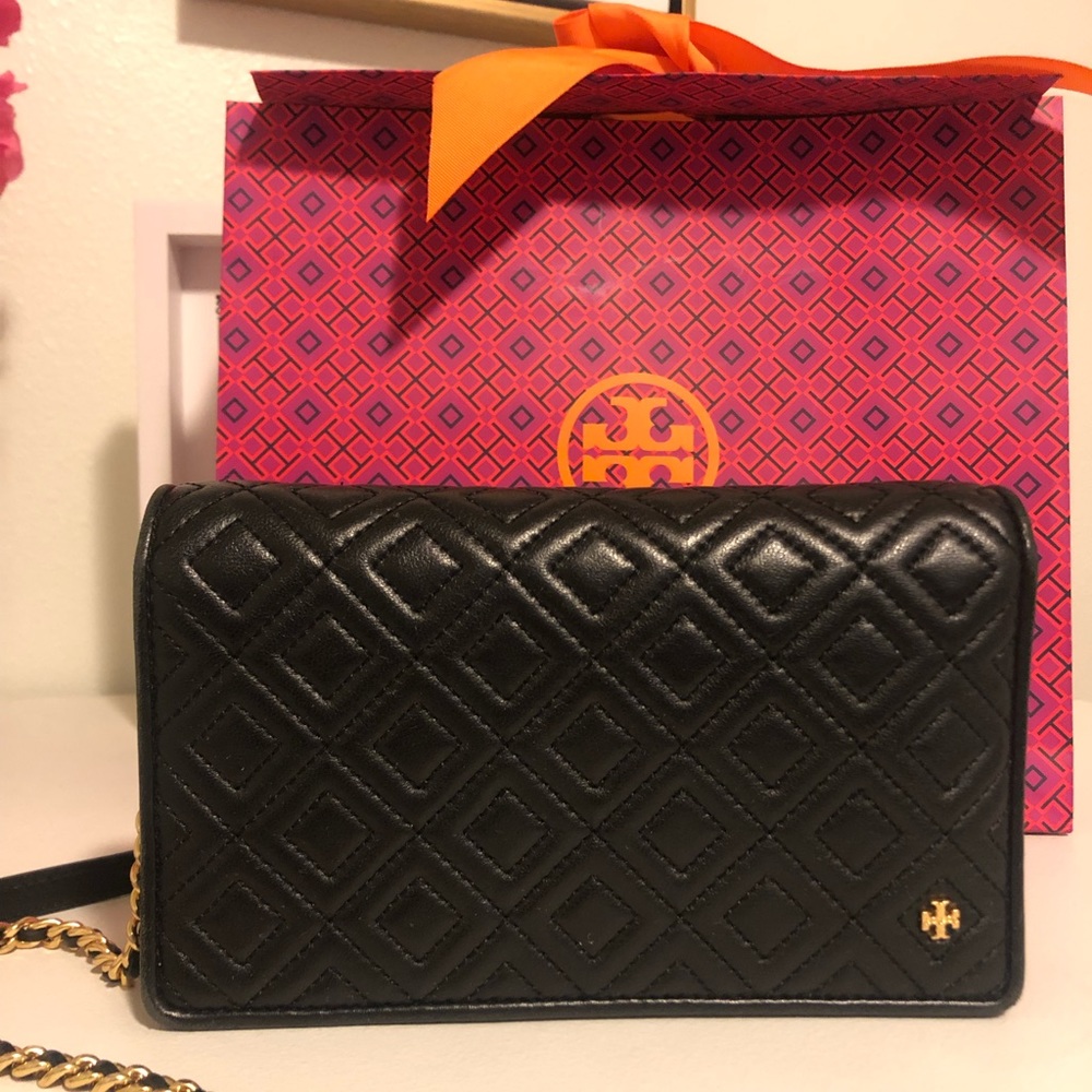 Tory Burch Fleming Flat Wallet Cross-Body Purse
